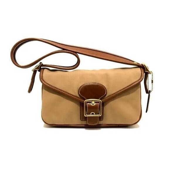 COACH VINTAGE LEGACY DEMI BROWN CANVAS LEATHER FLAP SM SHOULDER BAG - Picture 1 of 5